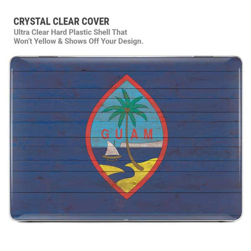 Guam Flag Dark Wood MacBook Pro 14in (2021-24) Case plus Skin